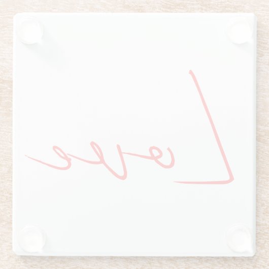 Trendy wit rood liefde bruiloft handschrift naam glazen onderzetter (Achterkant)