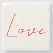 Trendy wit rood liefde bruiloft handschrift naam stenen onderzetter (Voorkant)