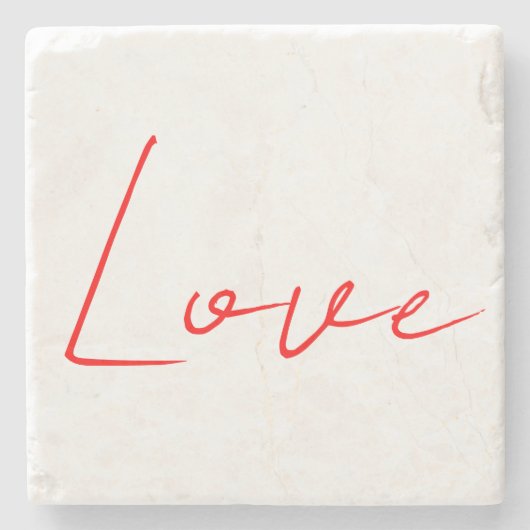 Trendy wit rood liefde bruiloft handschrift naam stenen onderzetter (Voorkant)