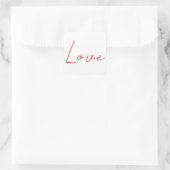 Trendy wit rood liefde bruiloft handschrift naam vierkante sticker (Tas)