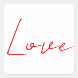 Trendy wit rood liefde bruiloft handschrift naam vierkante sticker