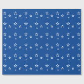 Trendy wit sterrenpatroon blauw cadeaupapier (Vlak)