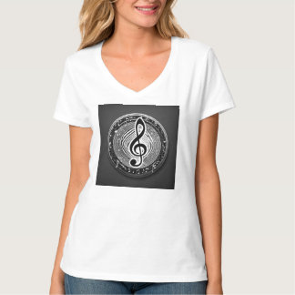 Trendy wit T-shirt met muzikaal symbool