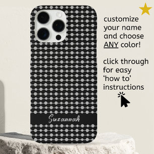 Trendy Wit Zwart Stippen Lijnen Patroon Aangepaste iPhone 16 Pro Max Hoesje