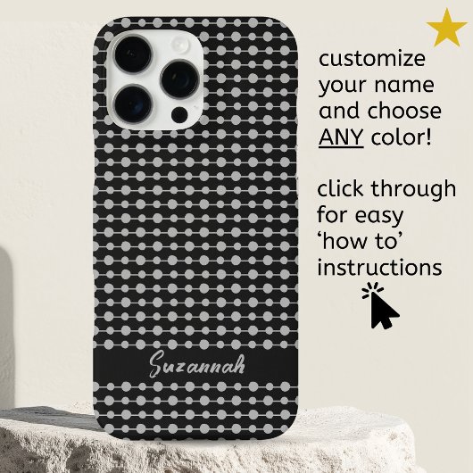 Trendy Wit Zwart Stippen Lijnen Patroon Aangepaste Case-Mate iPhone Case