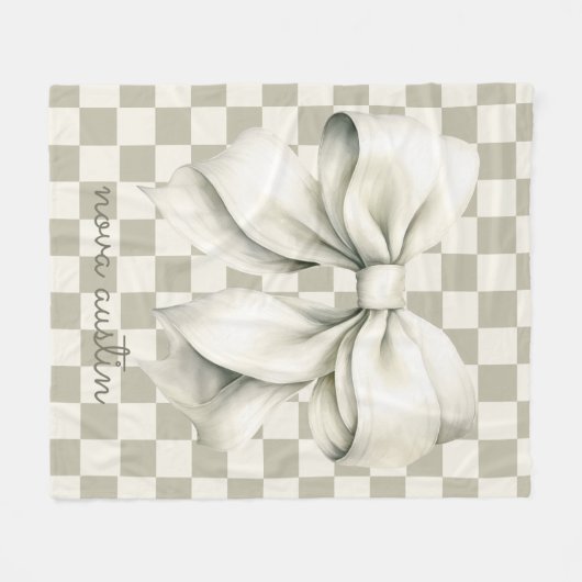 Trendy witte boog gepersonaliseerd met naam monogr fleece deken (Voorkant (Horizontaal))