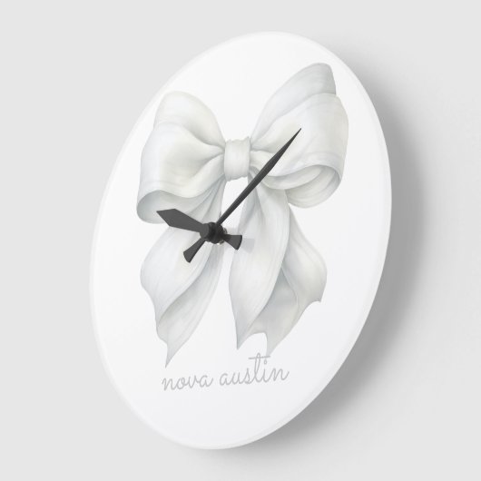 Trendy witte boog gepersonaliseerd met naam monogr grote klok (Hoek)