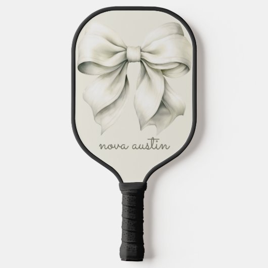 Trendy witte boog gepersonaliseerd met naam monogr pickleball paddle (Achterkant)