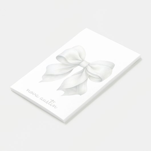 Trendy witte boog gepersonaliseerd met naam monogr post-it® notes (Schuin)
