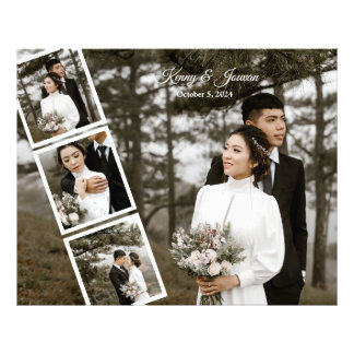 Trendy witte carrousel bruiloft foto collage foto afdruk