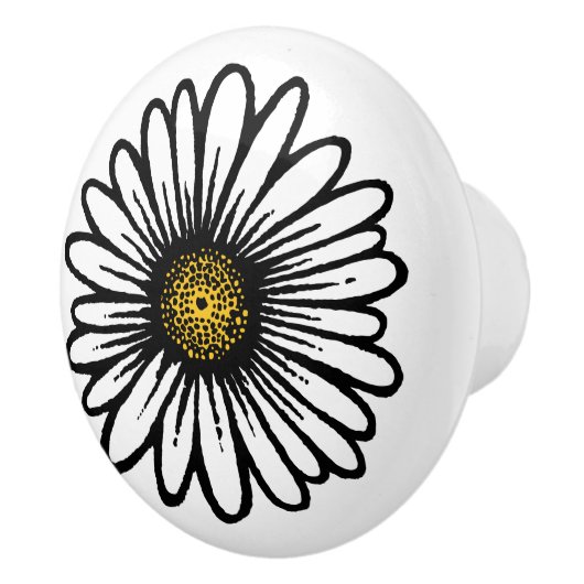 Trendy Witte Daisy Flower - Hippie Floral Mode Keramische Knop (Rechts)
