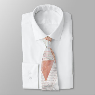 trendy witte marmeren roze gouden driehoeken geome stropdas