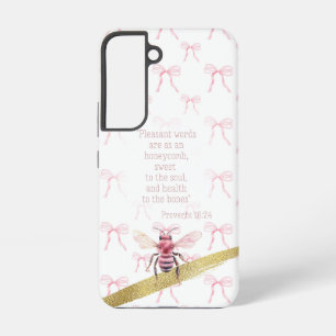Trendy Witte Roze Coquette Grid Faith Roze Bij Samsung Galaxy Hoesje