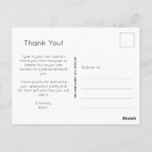 Trendy witte script bedank foto afstuderen briefkaart (Achterkant)