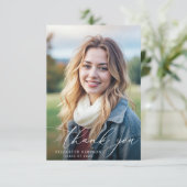 Trendy witte scriptie afstudeer dank je kaart (Staand voorkant)