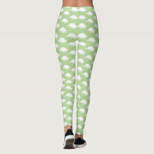 Trendy witte Stegosaurus dinosaurus silhouetten Leggings (Achterkant)