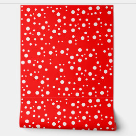 Trendy Witte Stippen op Bright Red Behang
