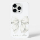 Trendy witte strik gepersonaliseerd met naam en mo Case-Mate iPhone case (Achterkant)