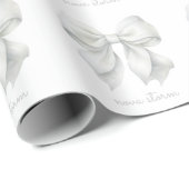 Trendy Witte Strik Gepersonaliseerd Met Naam Monog Cadeaupapier (Rol Hoek)