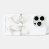 Trendy Witte Strik Gepersonaliseerd Met Naam Monog Case-Mate iPhone Case (Achterkant (horizontaal))