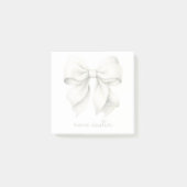 Trendy Witte Strik Met Naam Initiaal Monogram Post-it® Notes (Voorkant)