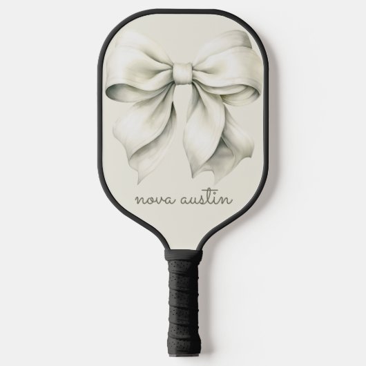 Trendy Witte Strik Met Naam Initiaal Personalized Pickleball Paddle (Voorkant)
