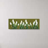 Trendy witte tulp bloemen koele groene boho modern canvas afdruk (Voorkant)