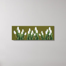 Trendy witte tulp bloemen koele groene boho modern canvas afdruk
