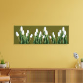 Trendy witte tulp bloemen koele groene boho modern canvas afdruk (Insitu (Woonkamer))