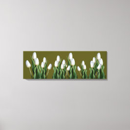 Trendy witte tulp bloemen koele groene boho modern canvas afdruk