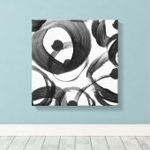 Trendy witte zwarte waterverf penseeldruppels stip canvas afdruk (Insitu (Houten vloer))