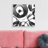 Trendy witte zwarte waterverf penseeldruppels stip canvas afdruk (Insitu (Woonkamer))