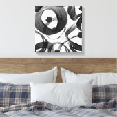 Trendy witte zwarte waterverf penseeldruppels stip canvas afdruk (Insitu (Slaapkamer))