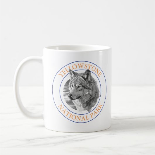 Trendy Wolf Art 4 Yellowstone National Park Circle Koffiemok (Links)