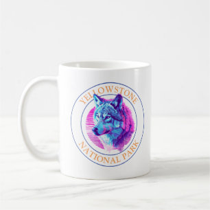 Trendy Wolf Art, Yellowstone National Park, Circle Koffiemok