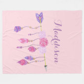 Trendy Women's Teen Girls Boho Arrow Feather Roos Fleece Deken (Voorkant (Horizontaal))