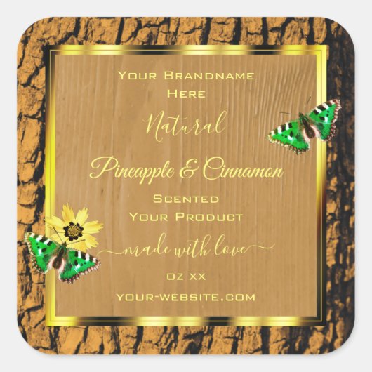 Trendy Wood Grain Rustic Tree Bark Product Labels (Voorkant)