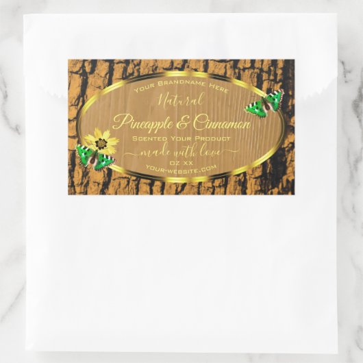 Trendy Wood Grain Rustic Tree Bark Product Labels (Tas)