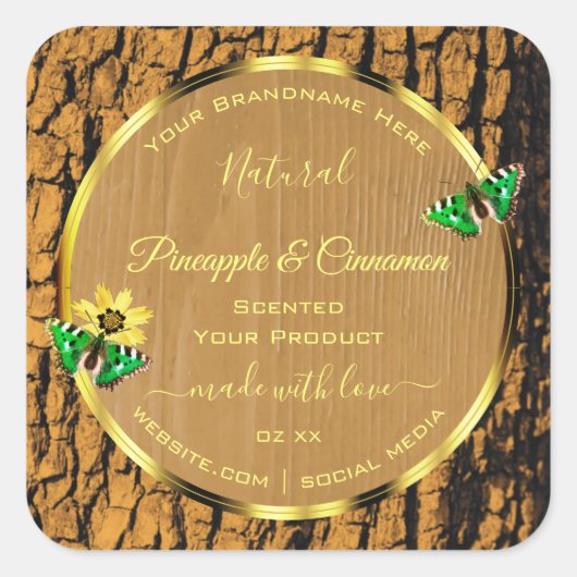 Trendy Wood Grain Rustic Tree Bark Product Labels (Voorkant)