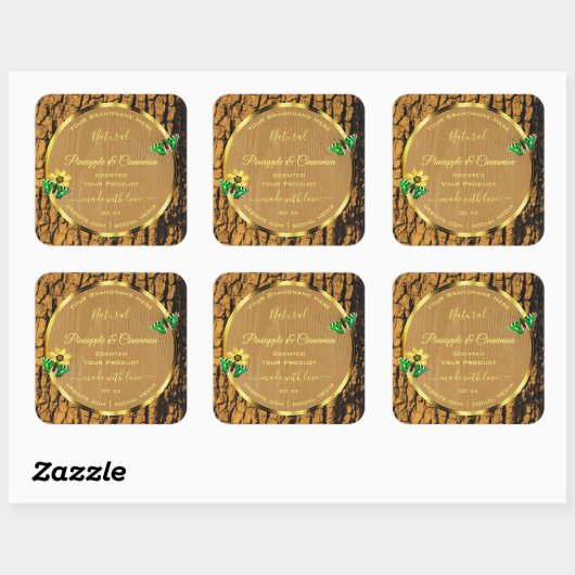 Trendy Wood Grain Rustic Tree Bark Product Labels (Vel)