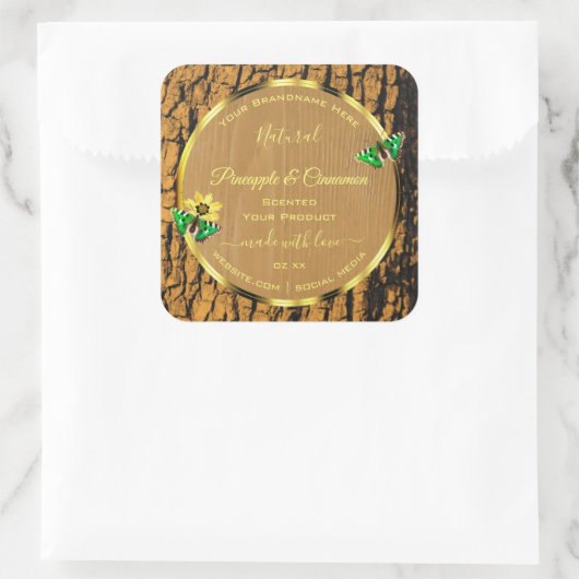 Trendy Wood Grain Rustic Tree Bark Product Labels (Tas)