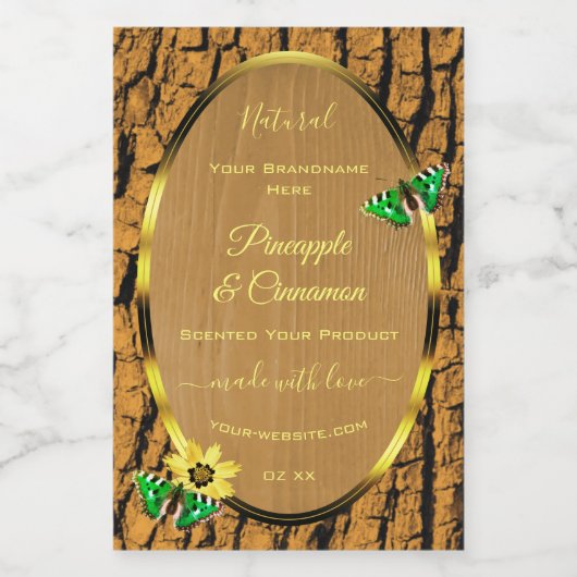 Trendy Wood Grain Rustic Tree Bark Product Labels Voedselcontainer Etiket (Enkel label)