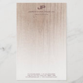 Trendy Wood Kijk Elegant Monogram Moderne Sjabloon Briefpapier (Voorkant)