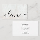 Trendy Wood Script Calligraphy Visitekaartje (Voorkant / Achterkant)