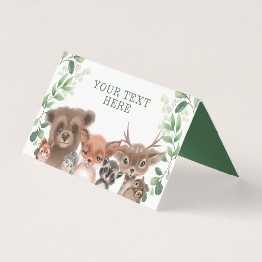 Trendy wooddieren Forest Greenery Place Card Kaart (Voorkant)