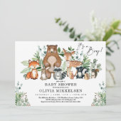 Trendy Woodland Animals Forest Boy Baby shower Kaart (Staand voorkant)