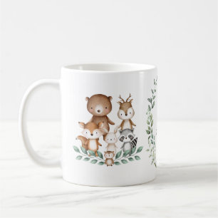 Trendy Woodland Animals Forest Greenery Monogram Koffiemok