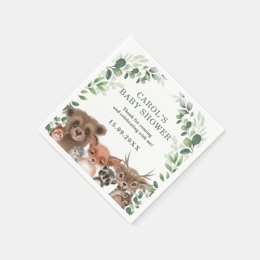 Trendy Woodland Animals Forest Greenery Party Servet (Hoek)