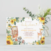 Trendy Woodland Animals Zonnebloem Baby shower Kaart (Staand voorkant)