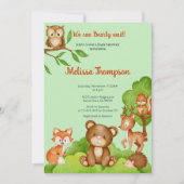 Trendy Woodland Forest Vriens Animals Baby shower Kaart (Voorkant)